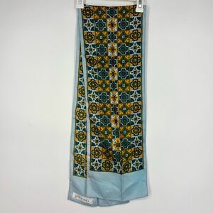 Cesandre Paris Womens Rectangular Scarf Blue Green Yellow Medallion Geometric